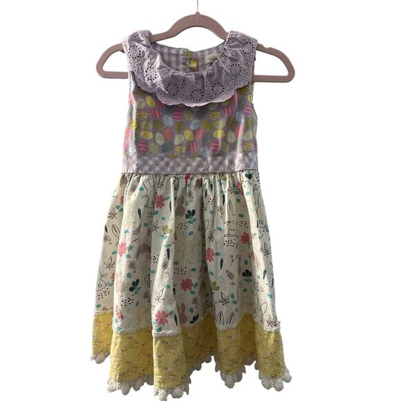 Matilda Jane Enchanted Garden Twirl Forever Dress 6 Easter Bunny Egg Eyelet - Picture 2 of 5
